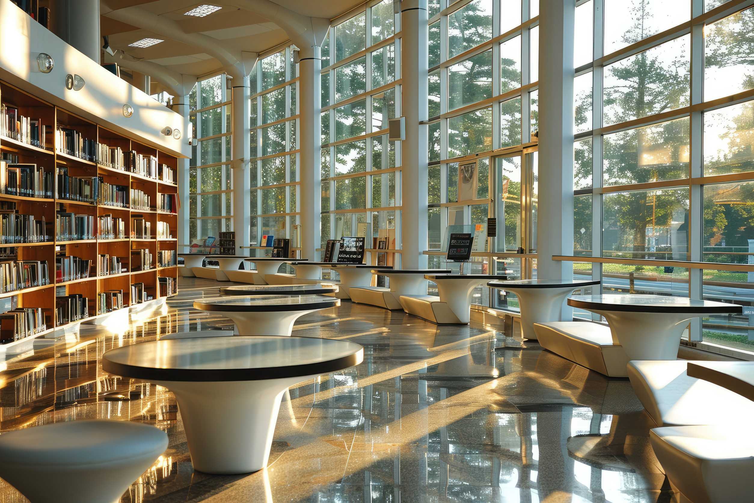 Book collection inside the modern library