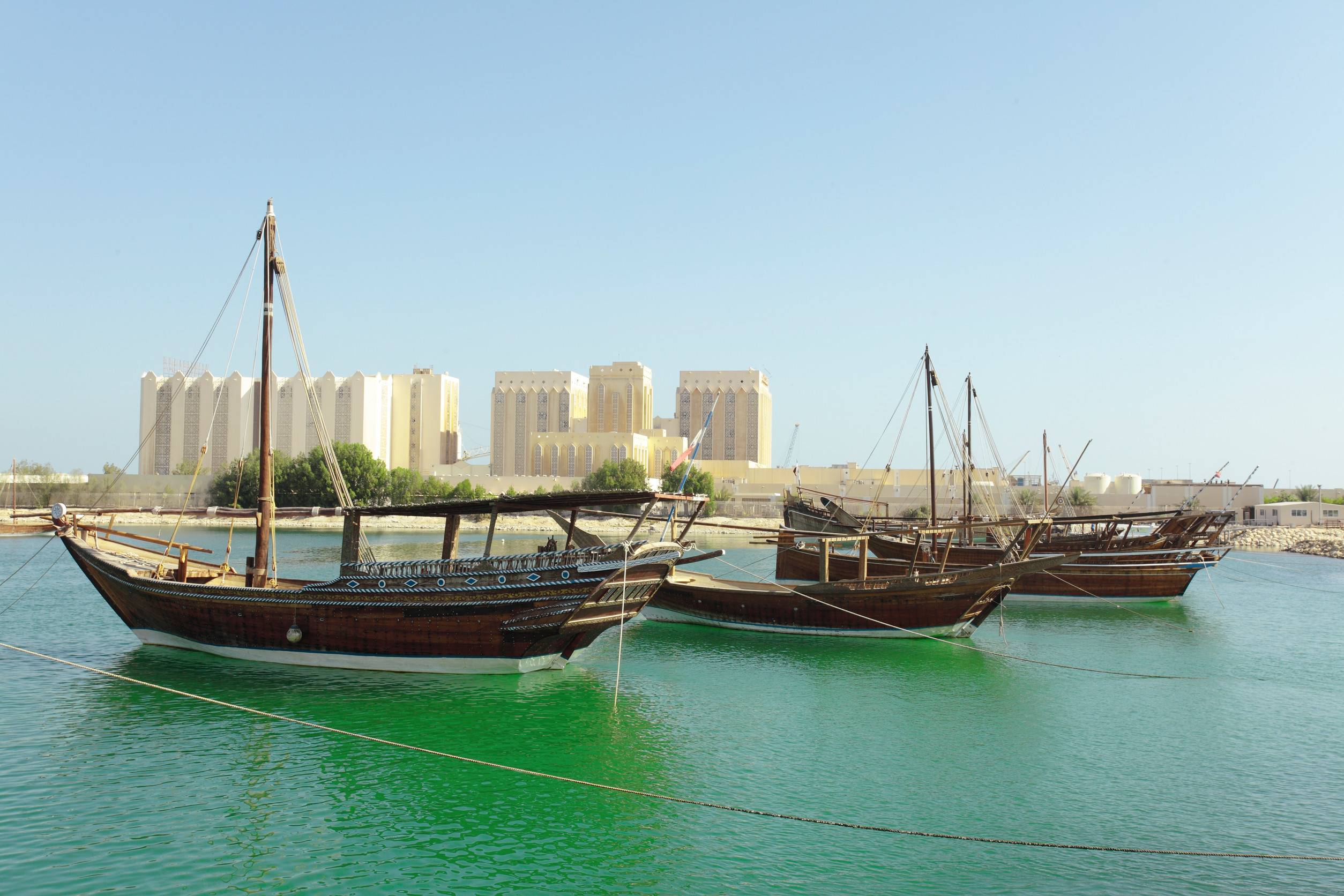 Dhows moored near Museum Park, Doha